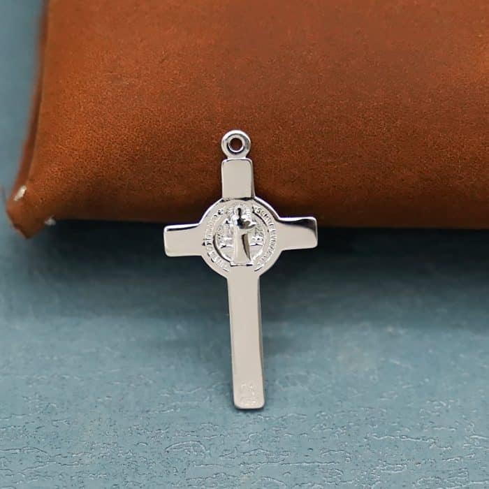 DIY十字架-本笃-925银镀铑-2.8x1.8cm Catholic religious art