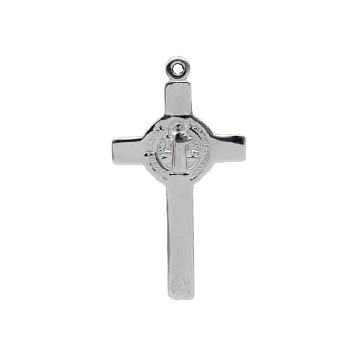 DIY十字架-本笃-925银镀铑-2.8x1.8cm Catholic religious art