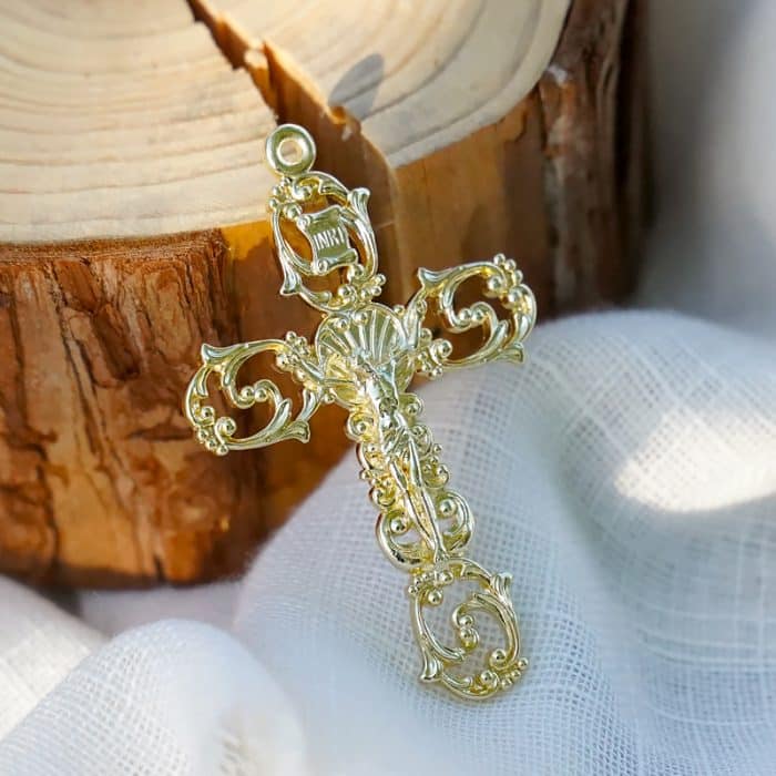 DIY十字架-复古镂空-黄铜-4.6x3.2cm Catholic religious art