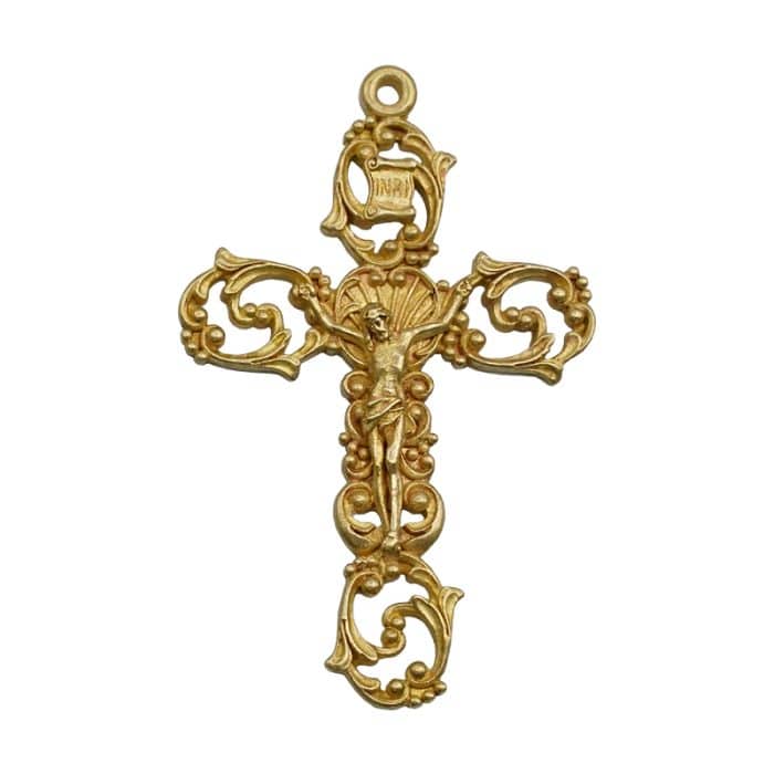 DIY十字架-复古镂空-黄铜-4.6x3.2cm Catholic religious art