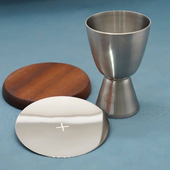 【现货】银色圣爵杯带圣盘不锈钢材质 高11.5厘米 Catholic religious art