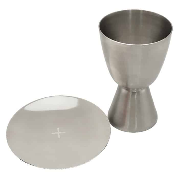 【现货】银色圣爵杯带圣盘不锈钢材质 高11.5厘米 Catholic religious art