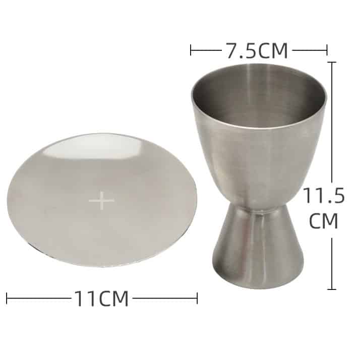 【现货】银色圣爵杯带圣盘不锈钢材质 高11.5厘米 Catholic religious art