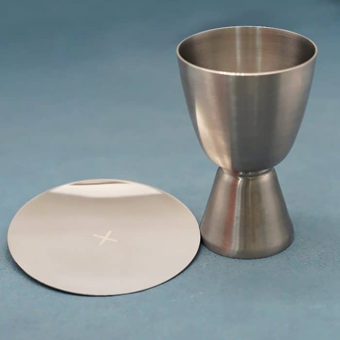 【现货】银色圣爵杯带圣盘不锈钢材质 高11.5厘米 Catholic religious art