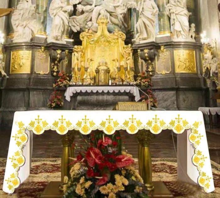 彩色刺绣祭台布-黄色130x300cm Catholic religious art