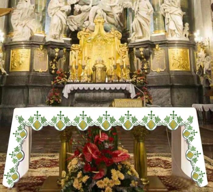 彩色刺绣祭台布-绿色130x300cm Catholic religious art