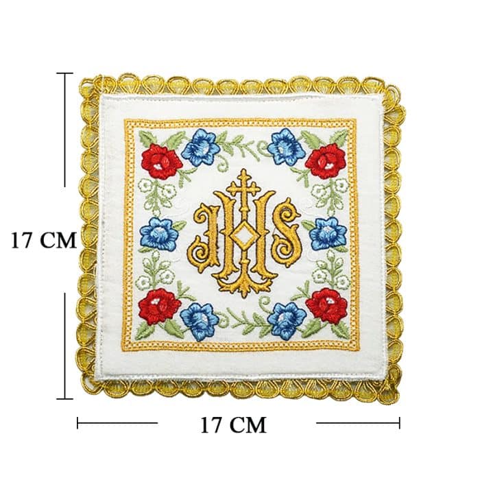 祭台用九折布套装 - IHS + 玫瑰符号 Catholic religious art