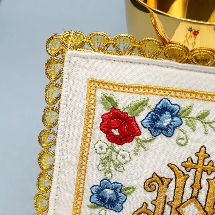 祭台用九折布套装 - IHS + 玫瑰符号 Catholic religious art