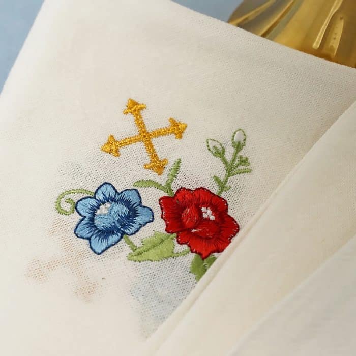 祭台用九折布套装 - IHS + 玫瑰符号 Catholic religious art