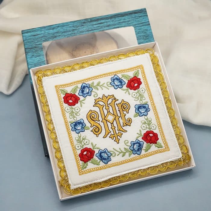 祭台用九折布套装 - IHS + 玫瑰符号 Catholic religious art