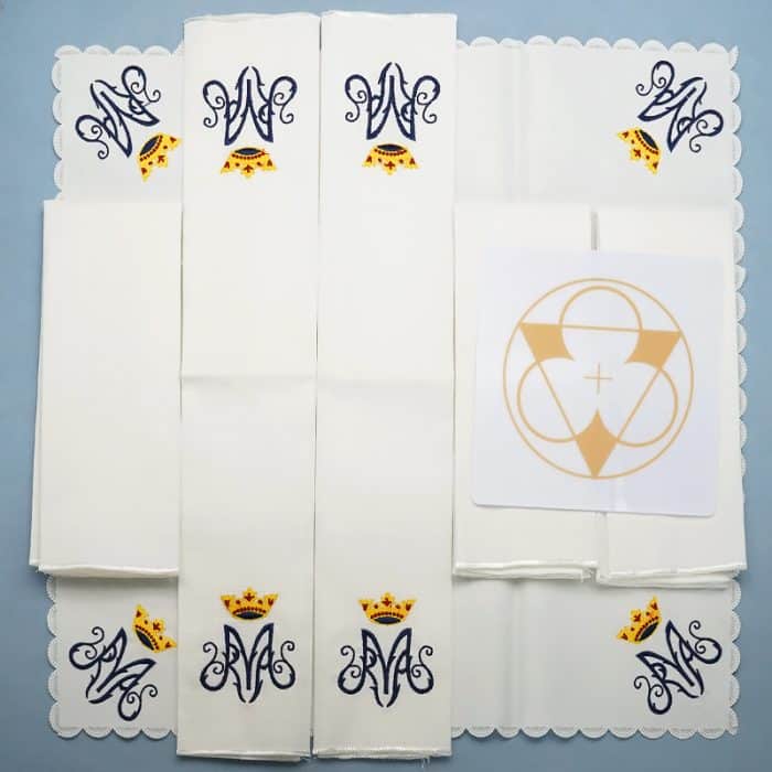 祭台用九折布套装 - 圣母颂符号 Catholic religious art