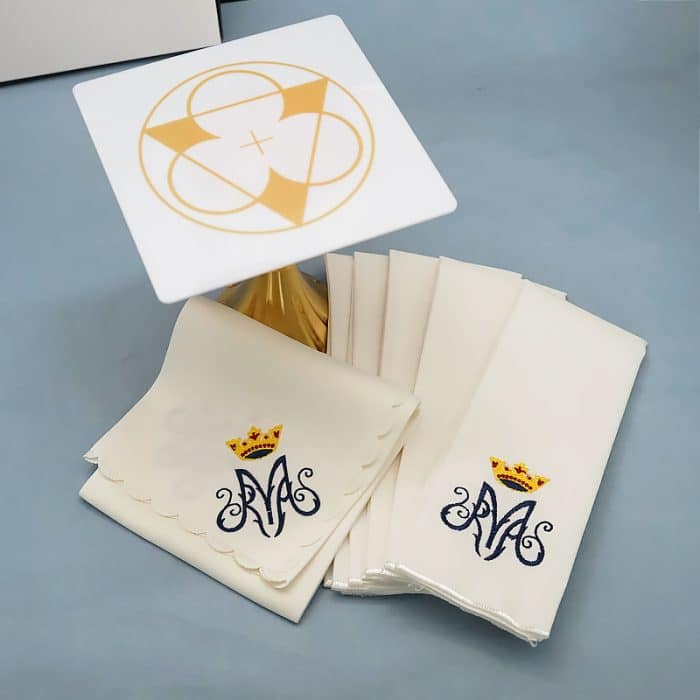 祭台用九折布套装 - 圣母颂符号 Catholic religious art