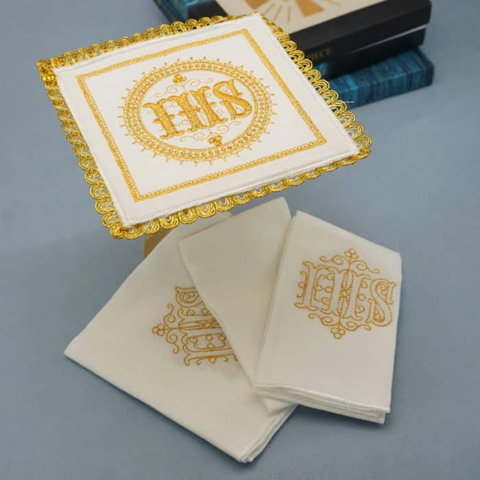 祭台用九折布套装 - IHS符号 Catholic religious art