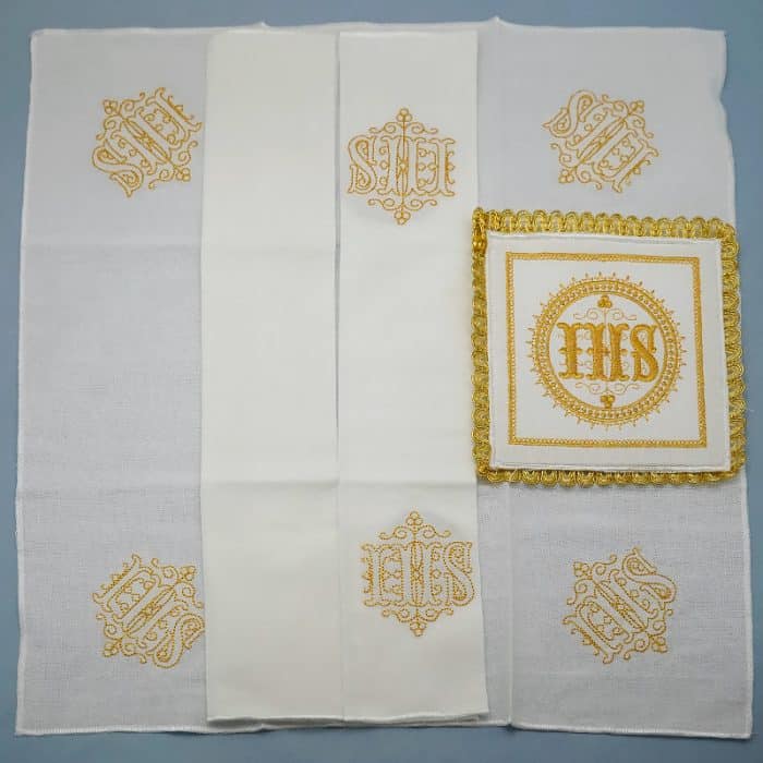 祭台用九折布套装 - IHS符号 Catholic religious art