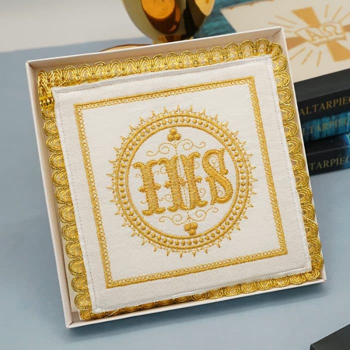 祭台用九折布套装 - IHS符号 Catholic religious art