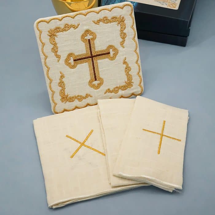 祭台用九折布套装 - 十字架符号 Catholic religious art