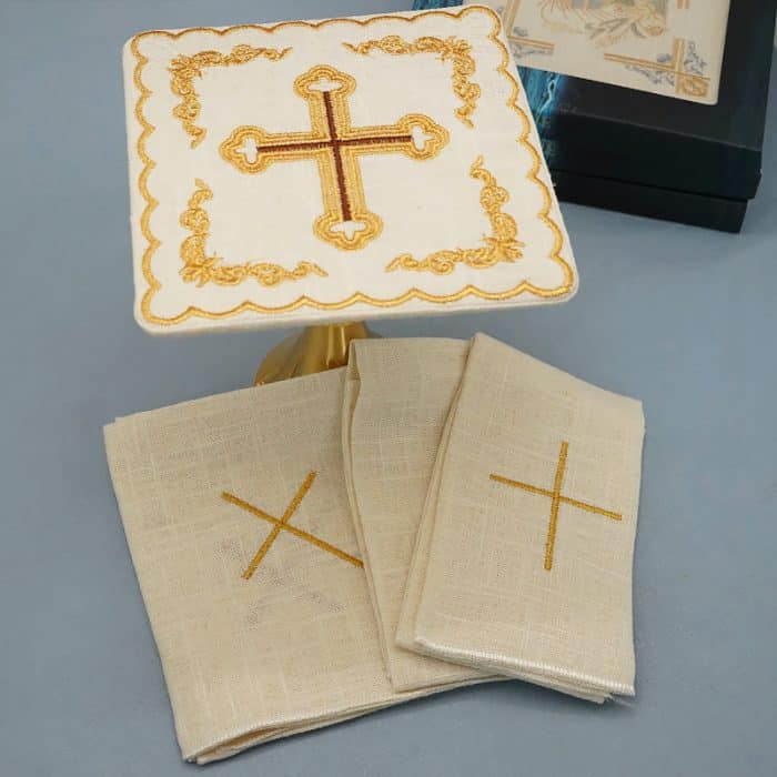 祭台用九折布套装 - 十字架符号 Catholic religious art