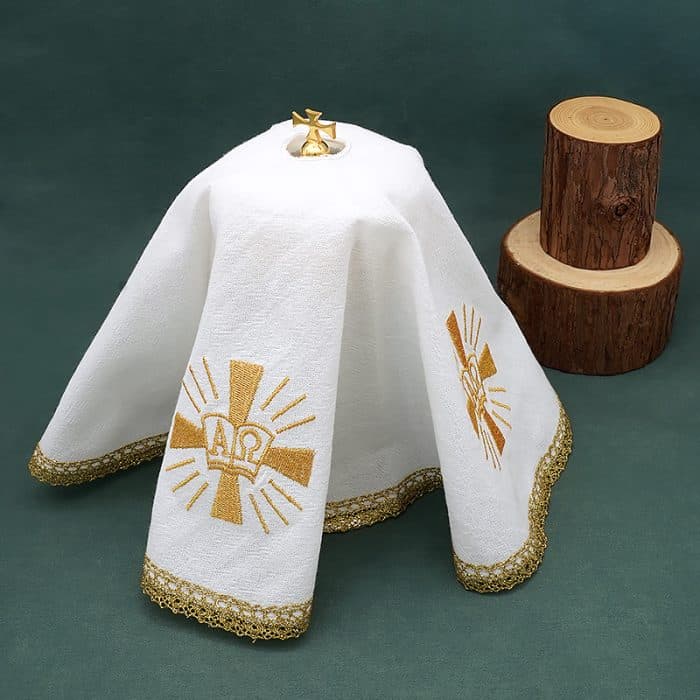 圣体盖-刺绣-A Ω款-直径47.5cm Catholic religious art