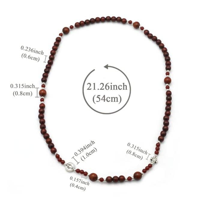 弹力手链-圣母显灵-小叶紫檀配红玛瑙-3圈 Catholic religious art