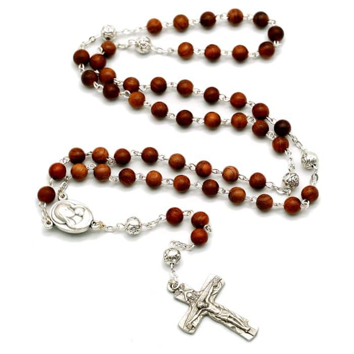 玫瑰念珠-圣三十字架+耶路撒冷三通-链式-紫檀6mm Catholic religious art