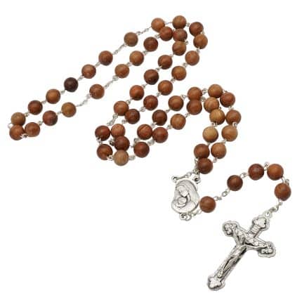 玫瑰念珠-花梨木-圣母抱耶稣-8mm
