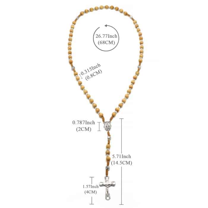 玫瑰念珠-圣母显灵-绳编-禾木珠-8mm Catholic religious art