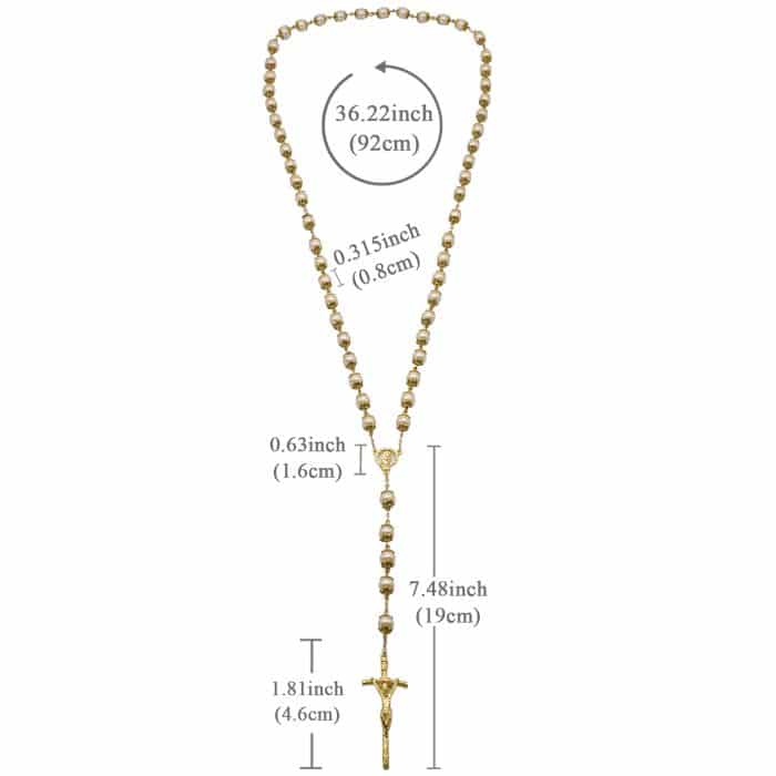 玫瑰念珠-仿珍珠粉色-8mm-金色十字架 Catholic religious art