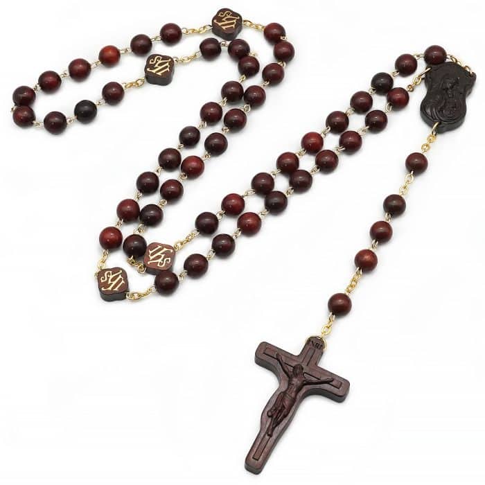 玫瑰念珠-JHS-紫檀木-8mm-JHS链条式 Catholic religious art