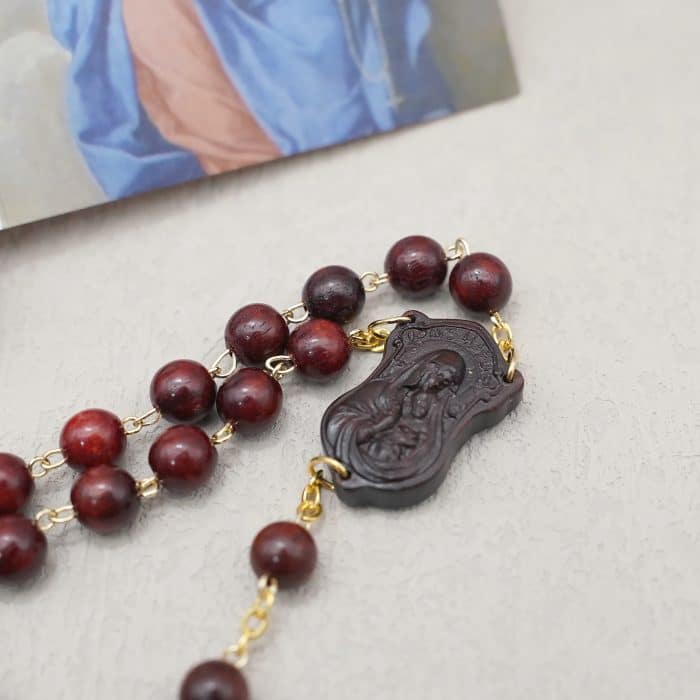 玫瑰念珠-JHS-紫檀木-8mm-JHS链条式 Catholic religious art