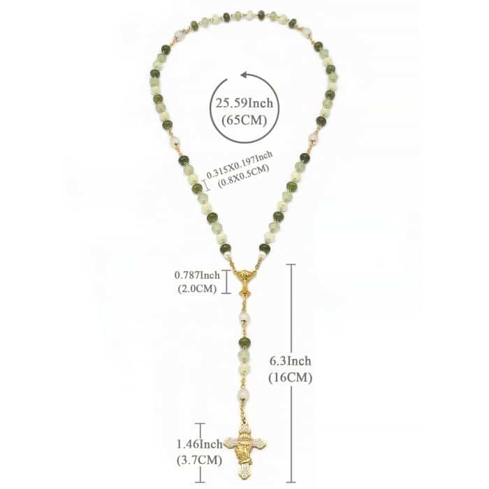 玫瑰念珠-绿色渐变玉髓-圣体-5x8mm-链式 Catholic religious art