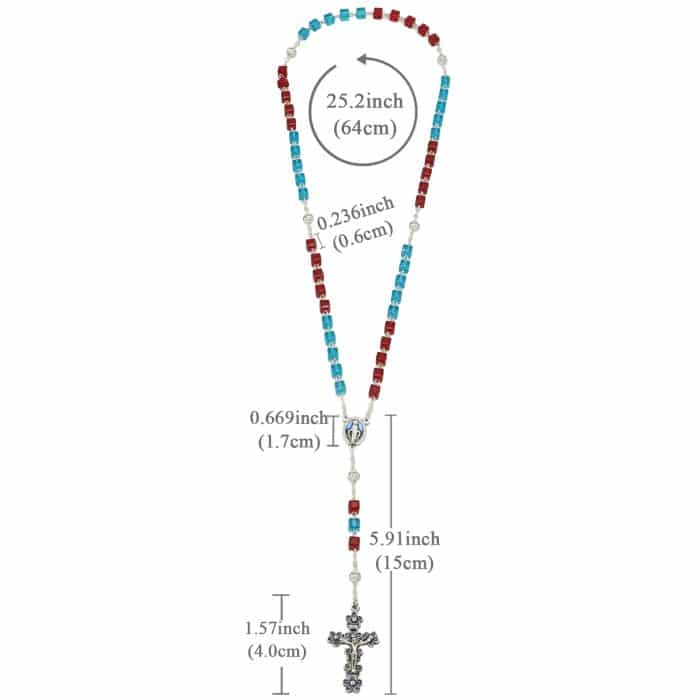 玫瑰念珠-红蓝水晶-6mm-链式-圣母 Catholic religious art
