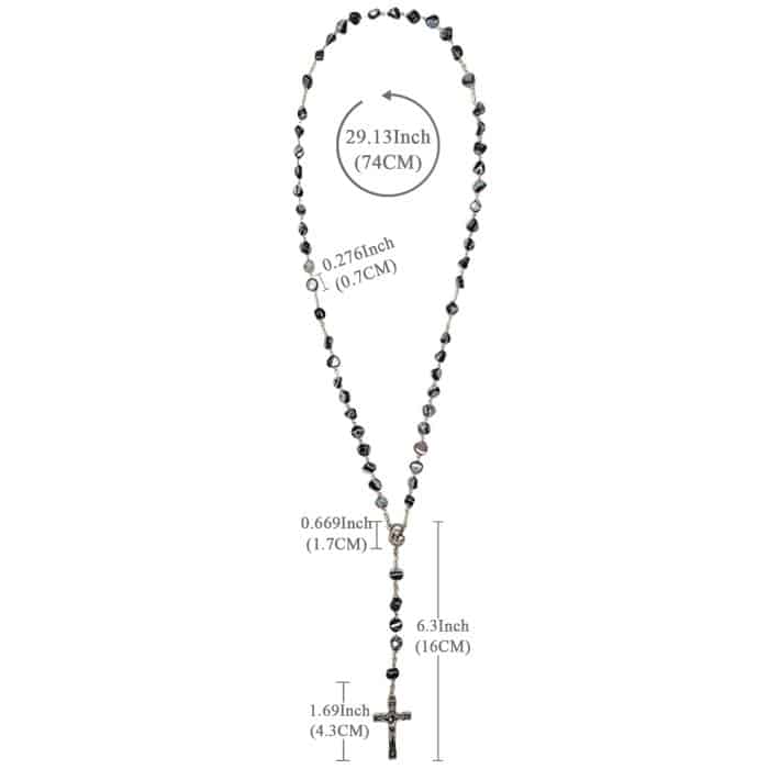 玫瑰念珠-红色不规则贝壳珍珠-7mm-链式 Catholic religious art