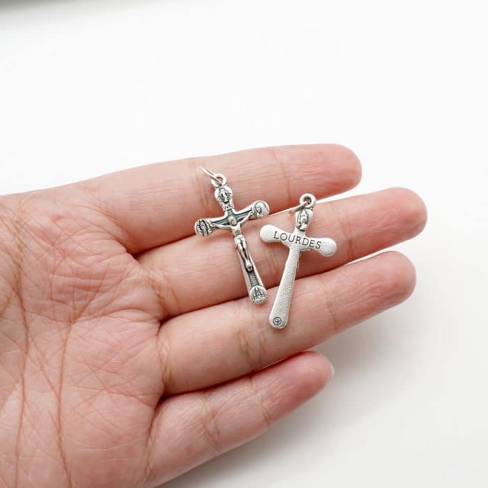 DIY十字架-露德圣母-锌合金-3x1.9cm Catholic religious art