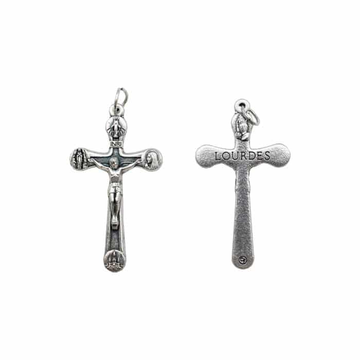 DIY十字架-露德圣母-锌合金-4x2.4cm Catholic religious art