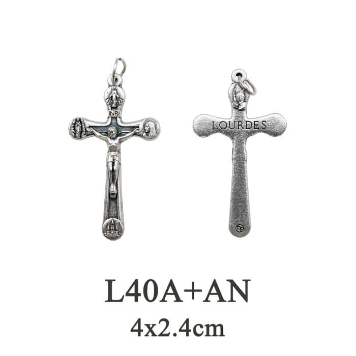 DIY十字架-露德圣母-锌合金-4x2.4cm Catholic religious art