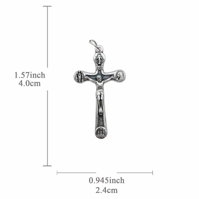 DIY十字架-露德圣母-锌合金-4x2.4cm Catholic religious art