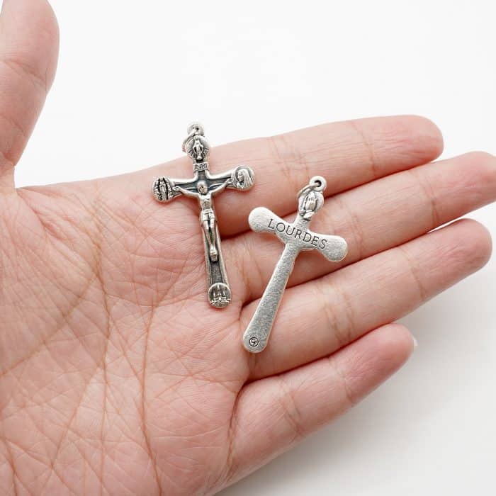 DIY十字架-露德圣母-锌合金-4x2.4cm Catholic religious art