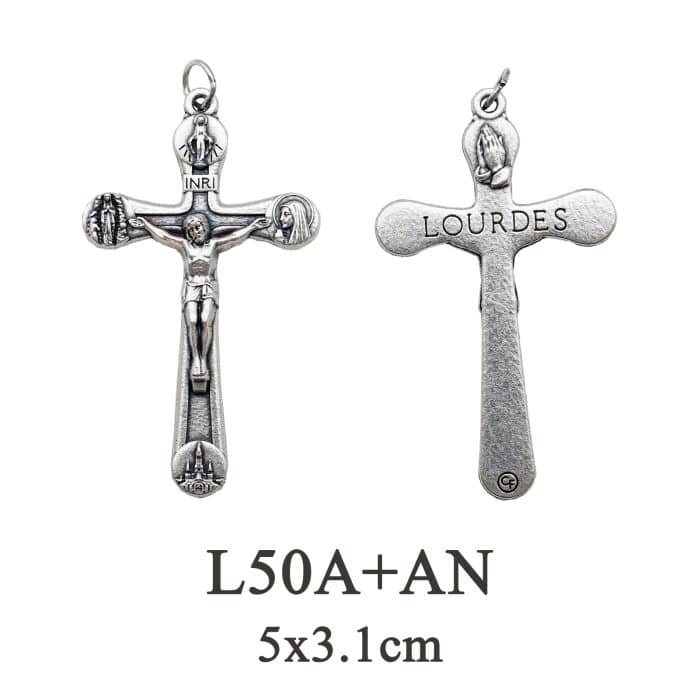 DIY十字架-露德圣母-锌合金-5x3.1cm Catholic religious art