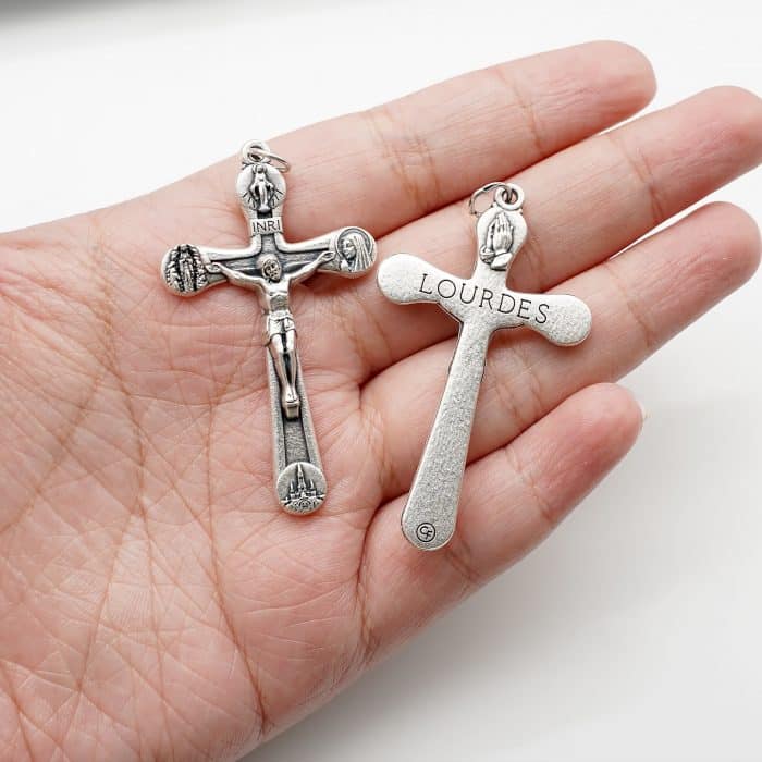 DIY十字架-露德圣母-锌合金-5x3.1cm Catholic religious art