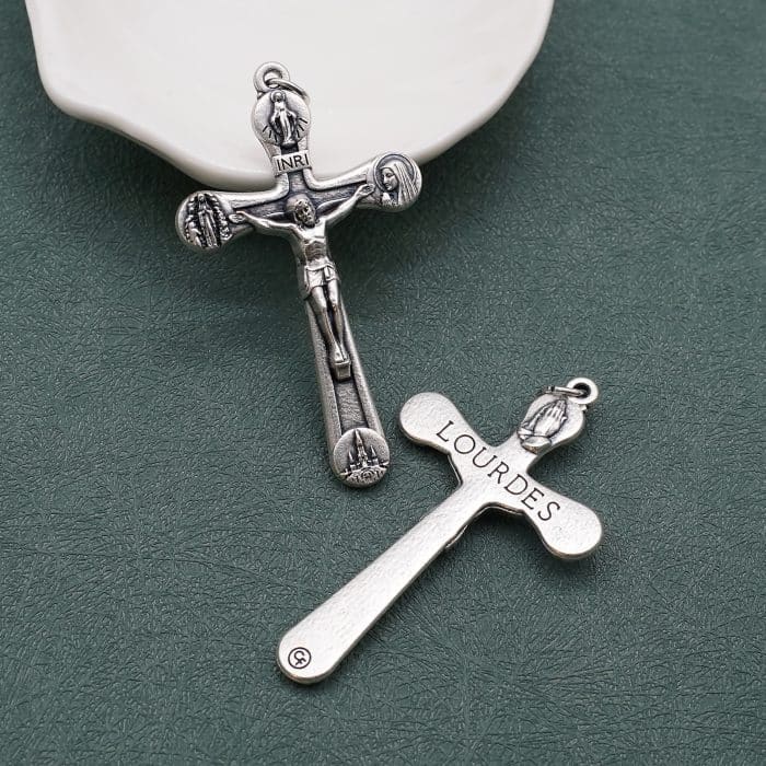 DIY十字架-露德圣母-锌合金-5x3.1cm Catholic religious art