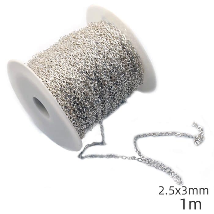 银色O字链 铜镀银 2.5x3mm Catholic religious art