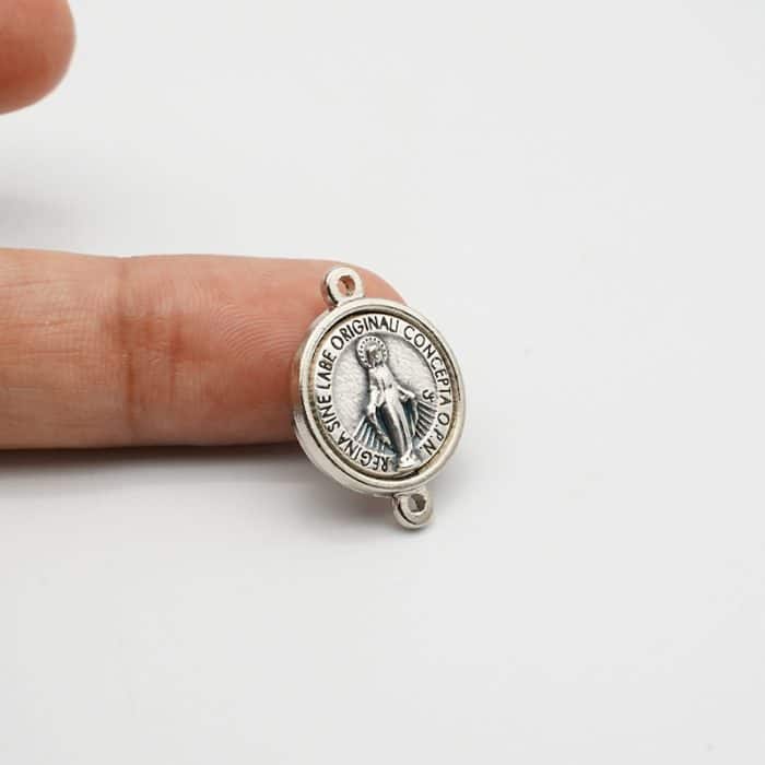 DIY双通-圣母显灵圣牌-锌合金-1.6cm Catholic religious art