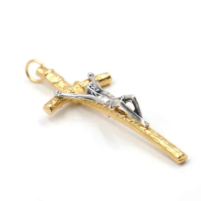 DIY十字架-教宗权杖-锌合金-双色-耶稣银色5.8cm Catholic religious art