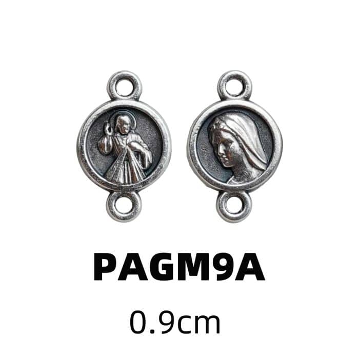 DIY双通-上主慈悲-默主哥耶-锌合金镀银-0.9cm Catholic religious art