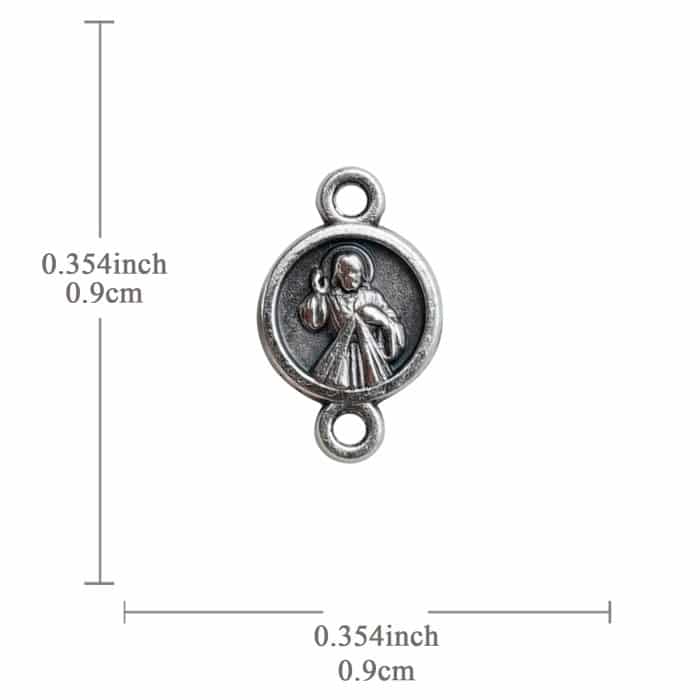 DIY双通-上主慈悲-默主哥耶-锌合金镀银-0.9cm Catholic religious art