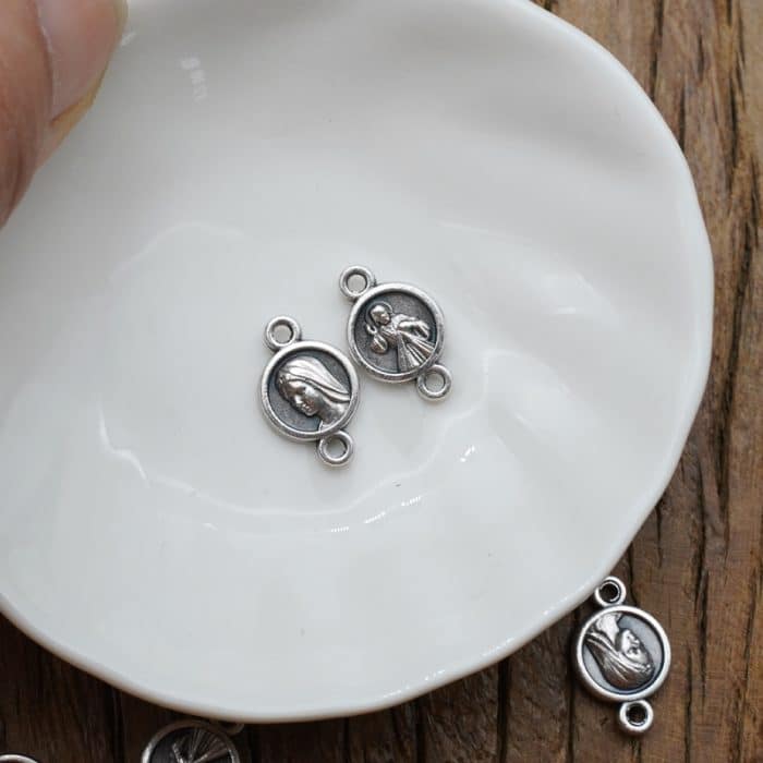 DIY双通-上主慈悲-默主哥耶-锌合金镀银-0.9cm Catholic religious art