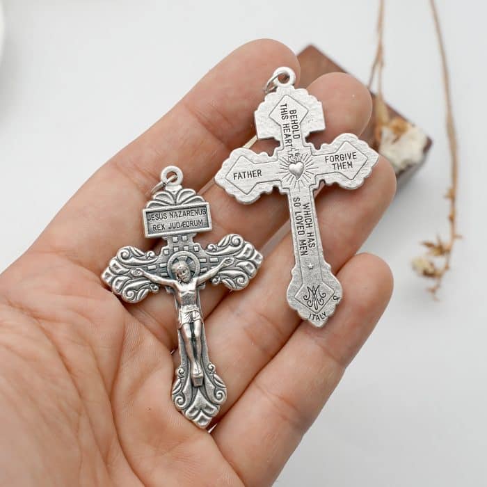 DIY十字架-宽恕-银色-5.1x3.5cm Catholic religious art