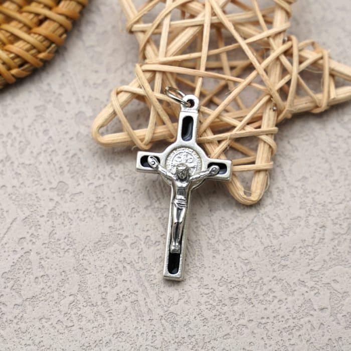 DIY十字架-圣本笃+锌合金-金色黑色-4x2cm Catholic religious art