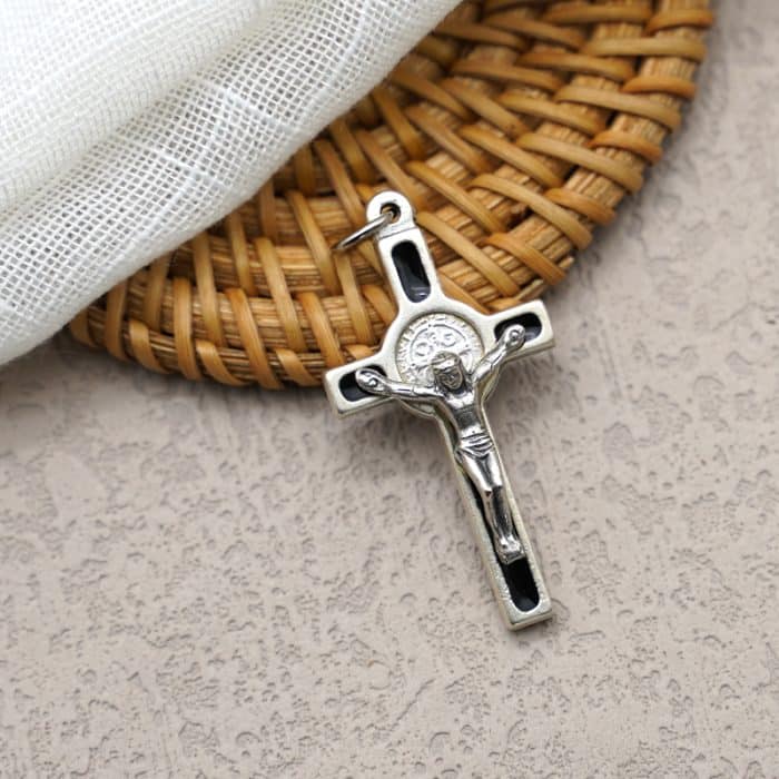 DIY十字架-圣本笃+锌合金-金色黑色-4x2cm Catholic religious art