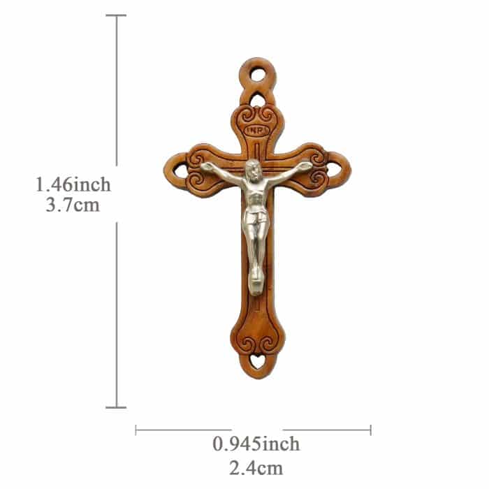十字架-橄榄木+锌合金-3.7x2.4cm Catholic religious art